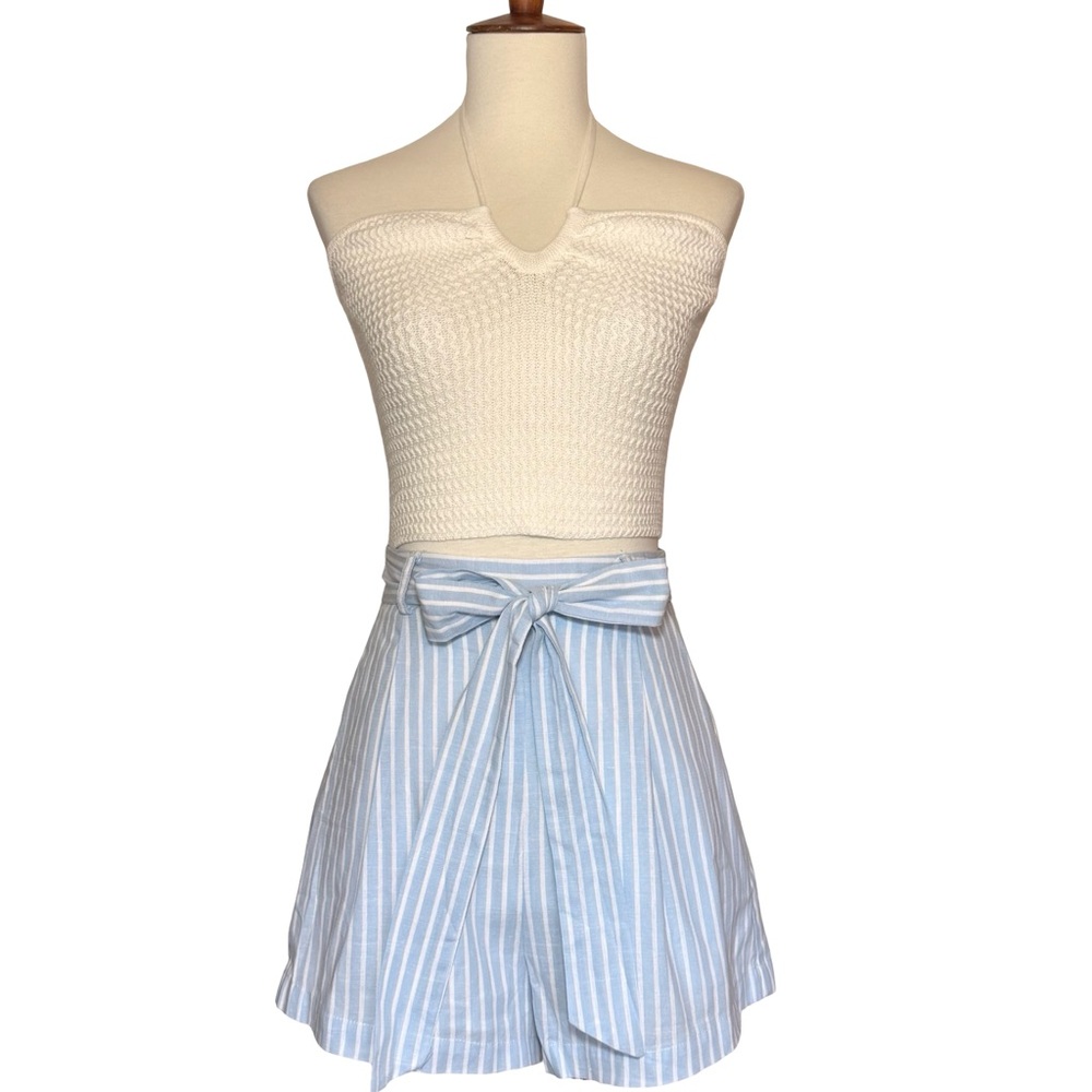 NWT Tailored Linen Shorts High Waist Belted Size XS